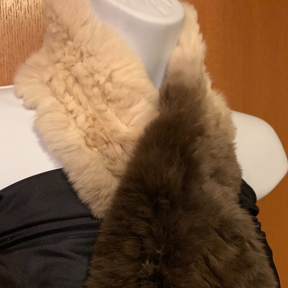❄️ Genuine Rabbit Fur Knitted Scarf NWOT - Picture 2 of 6